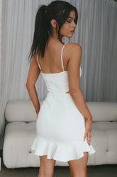 Stop The Press Cut-Out Waist Mini Dress White